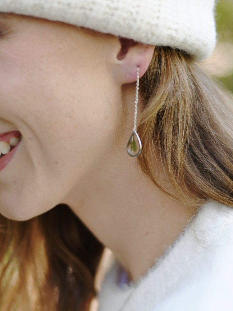 Fern silver ear-threads