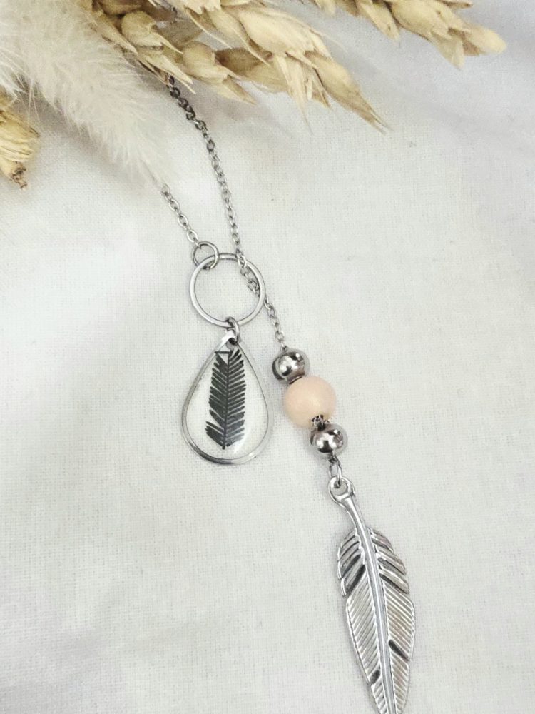 Fern lariat necklace silver